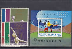 ROMANIA 1972 , LP 797 , LP 798 , J. O. DE VARA MUNCHEN SERIE SI COLITA MNH foto