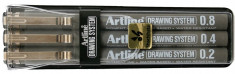 Artline Marker pentru desen tehnic ARTLINE, varf fetru (0.2/0.4/0.8mm), 3 buc/set - negru foto