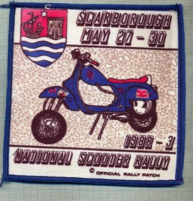 169 -EMBLEMA -NATIONAL SCOOTER RALLY -SCARBOROUGH -MAI 1988 -starea care se vede foto