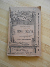 HERBERT SPENCER--DESPRE EDUCATIE - CCA 1895 foto