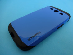 Husa Samsung Galaxy S3 i9300 Spigen Slim Armor ALBASTRU ! Folie din Sticla CADOU foto