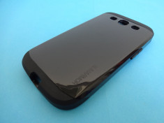 Husa Samsung Galaxy S3 i9300 Spigen Slim Armor NEGRU !!! Folie din Sticla CADOU foto