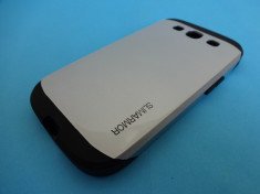 Husa Samsung Galaxy S3 i9300 Spigen Slim Armor ARGINTIU ! Folie din Sticla CADOU foto