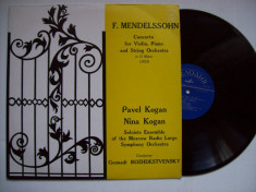 Disc vinil F. MENDELSSOHN - Concerto for violin, piano (produs in Rusia) foto