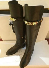 Cizme piele fara toc,peste genunchi MOSCHINO - PE STOC - Super Promotie!!! foto