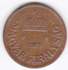 1) Ungaria 2 FILLER 1931 moneda mai RARA foto