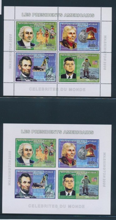 Congo 2006 61 Euro personalitati presedinti americani - colite nestampilate MNH foto mare Congo 2006 61 Euro personalitati presedinti americani - colite nestampilate MNH foto mare