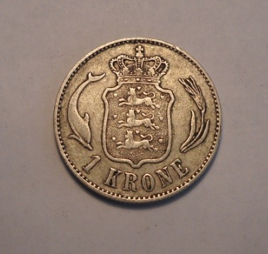 Danemarca 1 Krone 1892 Frumoasa foto