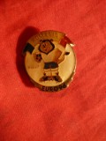 Insigna Fotbal Romania - Euro&#039;96 Anglia , metal si email , h= 2,3 cm