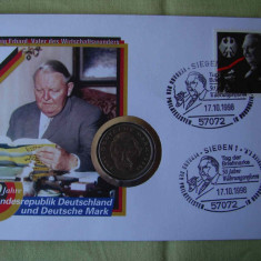 GERMANIA - FDC si Moneda 2 Mark 1988 Ludwig Erhard - 1998