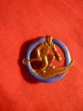 Insigna sportiva - SKY -alama si email albastru , d= 2 cm ,anii &#039;40
