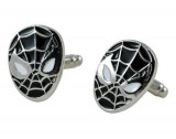 Butoni SPIDERMAN argintii cu negru + cutie simpla cadou, Inox