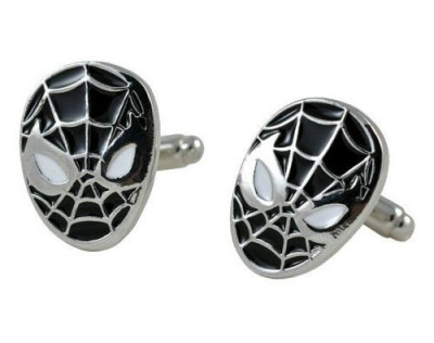 Butoni SPIDERMAN argintii cu negru + cutie simpla cadou foto