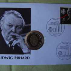 GERMANIA - FDC si Moneda 2 Mark 1992 Ludwig Erhard - 1997