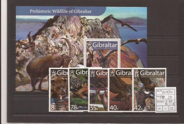 Gibraltar- prehistoric fauna - 1218/22+bl.80