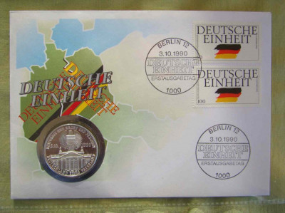 GERMANIA - FDC si Medalie Germania - Deutsche Einheit - 1990 foto