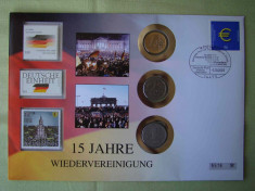 GERMANIA - FDC si Monede 1 Euro 2002, 1 Mark 1958, 1 Mark 1982 DDR - 2005 foto