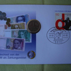 GERMANIA - FDC si Monede 1 Mark 1977 Abschied von der DM - 2001