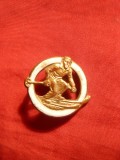 Insigna sportiva - SKY -alama si email alb , d= 2 cm ,anii &#039;40