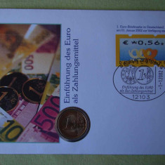 GERMANIA - FDC si Moneda 1 Euro 2002 - Euro als Zahlungsmittel - 2002