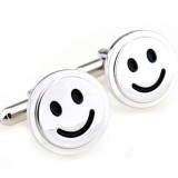 Butoni argintii SMILE FACE argintii metal + cutie simpla cadou, Inox