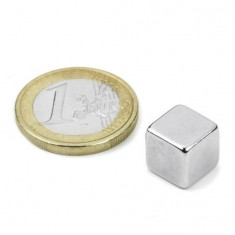 Magnet neodim cub, 10 mm, putere 3,8 kg foto