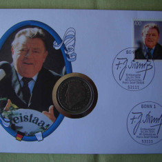 GERMANIA - FDC si Moneda 2 Mark 1990 F.J. Strauss - 1995