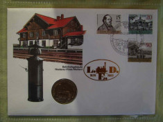 GERMANIA DDR - FDC si Moneda 5 Mark 1988 DDR Niederau - 1989 foto