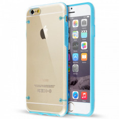 Husa transparenta cu margini bleu blue bumper iPhone 6 foto