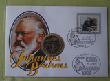 GERMANIA - FDC si Moneda 5 Mark 1985 - Johannes Brahms - 1995, Europa