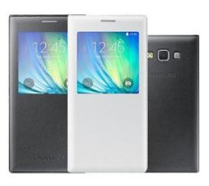 Samsung Galaxy A7 husa flip cover white edition cu logo pe embele fete foto