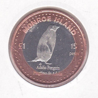 bnk mnd South Orkney Islands Monroe Island - 15 pesos 1 pound 2015 unc bimetal foto