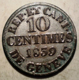 G.104 ELVETIA CANTON GENEVA GENEVE 10 CENTIMES 1839 XF BILLON, Europa