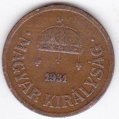 Ungaria 2 FILLER 1931 moneda mai RARA