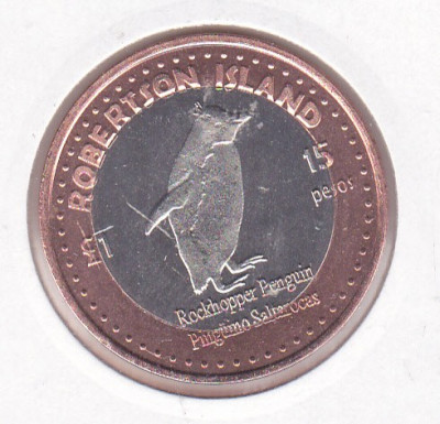 bnk mnd South Orkney Islands Robertson Island 15 pesos 1 pound 2015 unc bimetal foto