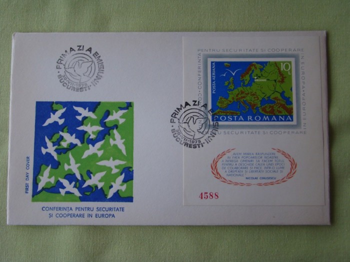 FDC ROMANIA - CSCE Helsinki Colita Nedantelata - nr. lista 892