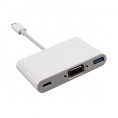 Adaptor multiport USB-C 3.1 ? VGA + USB-C 2.0 + USB-A 3.0, Kit CVGAUSBADP Alb foto