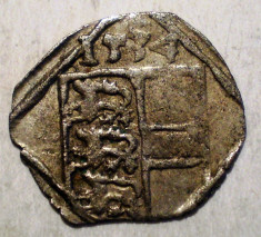 G.381 AUSTRIA BOHEMIA FERDINAND I PFENNIG 1534 ARGINT 13mm/0,34g UNIFATA foto