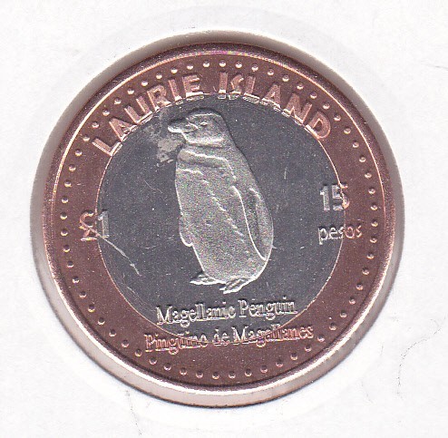 bnk mnd South Orkney Islands laurie Island 15 pesos 1 pound 2015 unc bimetal