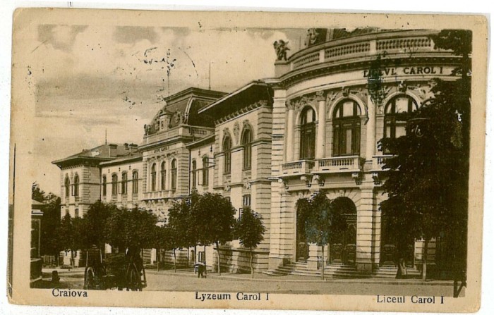 664 - CRAIOVA, High School Carol I - old postcard - used - 1921