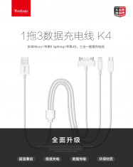 Cablu Lightning Micro Usb iPhone Samsung K4 by Yoobao 65cm foto