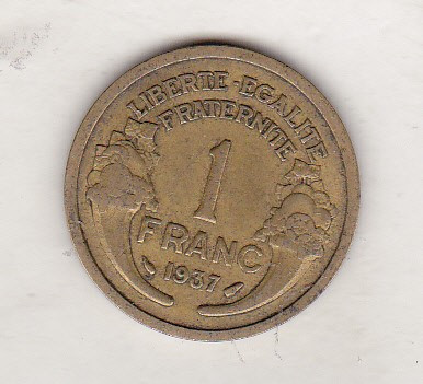 bnk mnd Franta 1 franc 1937 foto