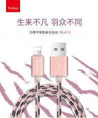 Cablu 8 Pin Lightning iPhone 5 5C 5S 6 6S 6/6S YB-415 Rose Gold Yoobao 1metru foto