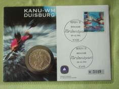 GERMANIA - FDC si Moneda 10 Mark 1972 Argint - Kanu-WM Duisburg - 1995 foto