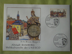 GERMANIA - FDC si Moneda 5 Mark 1975 Argint - Altstadt Bamberg - 1996 foto