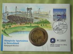 GERMANIA - FDC si Moneda 10 Mark 1972 Argint - Olympische Sportstatten 3 - 1993 foto