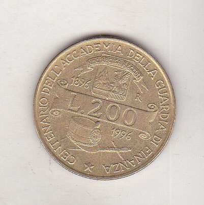 bnk mnd Italia 200 lire 1996 Accademia della Guardia di Finanza
