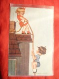 Ilustrata - Dragostea da putere , circulat 1924,50 bani Ferdinand ,orange