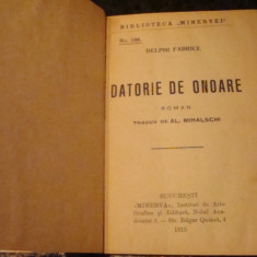 Delphi Fabrice - Datorie de onoare -1915- Biblioteca Minerva nr 186