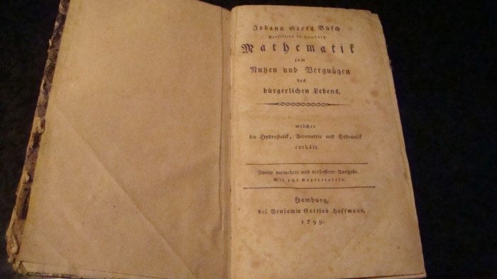 Matematica - in germana - caractere gotice - Hamburg 1799